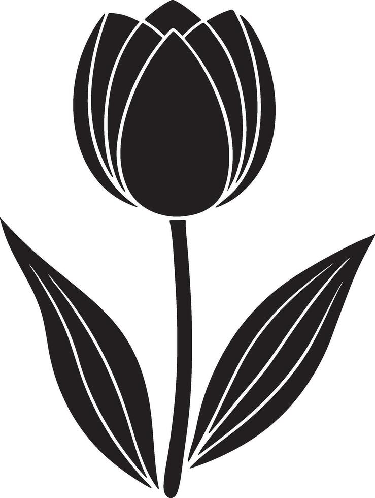 Tulip flower silhouette art illustration vector