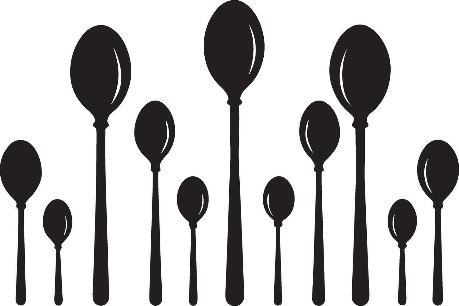 spoon set silhouette art illustration vector