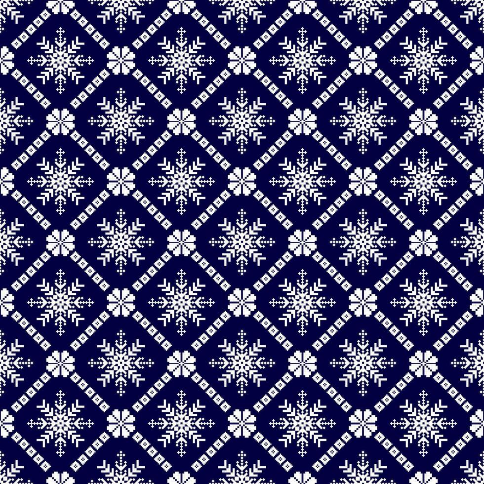 Seamless knitted pattern featuring snowflakes and flowers, perfect for vintage wallpaper or textile decor vector