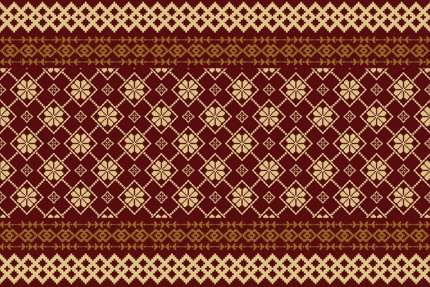 Traditional fabric with geometric patterns in red vector
