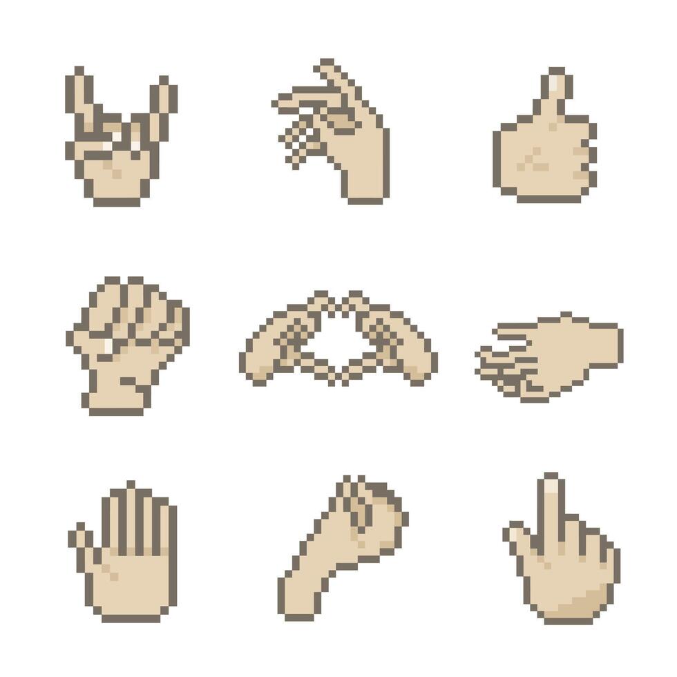hand pack pixelated vector