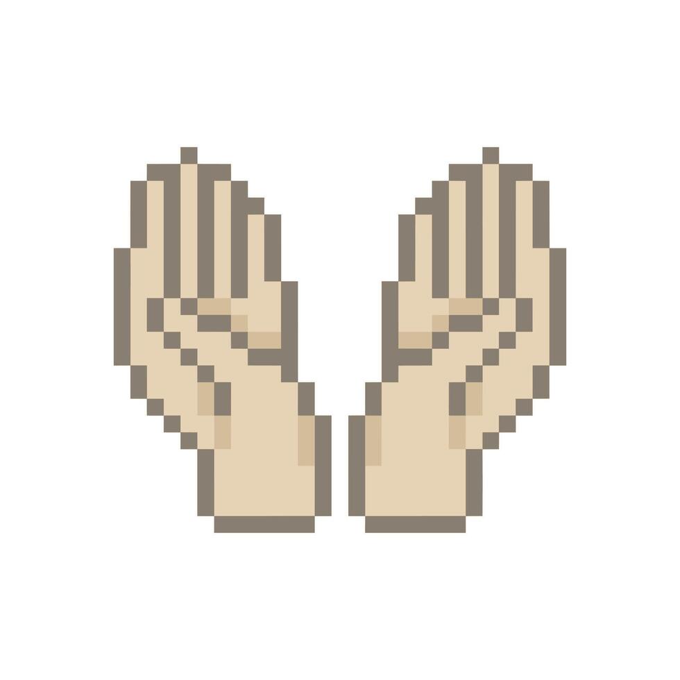 hands praying pixelated art vector