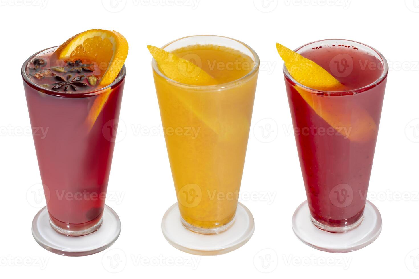 Tea from different fruits. Sea buckthorn and ginger, wild berries and orange with cinnamon, spices. photo