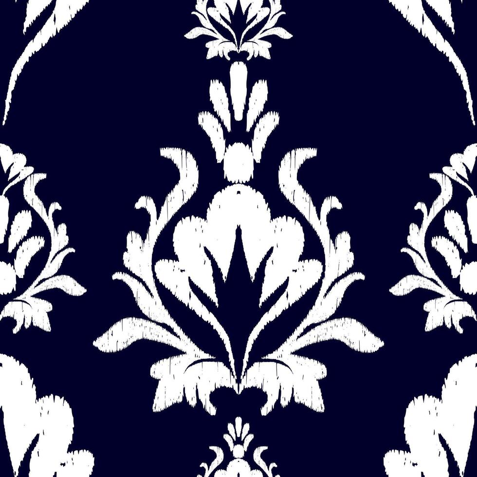 seamless pattern ikat with flowers vector