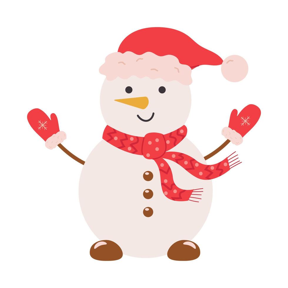 cute snowman isolated on white vector