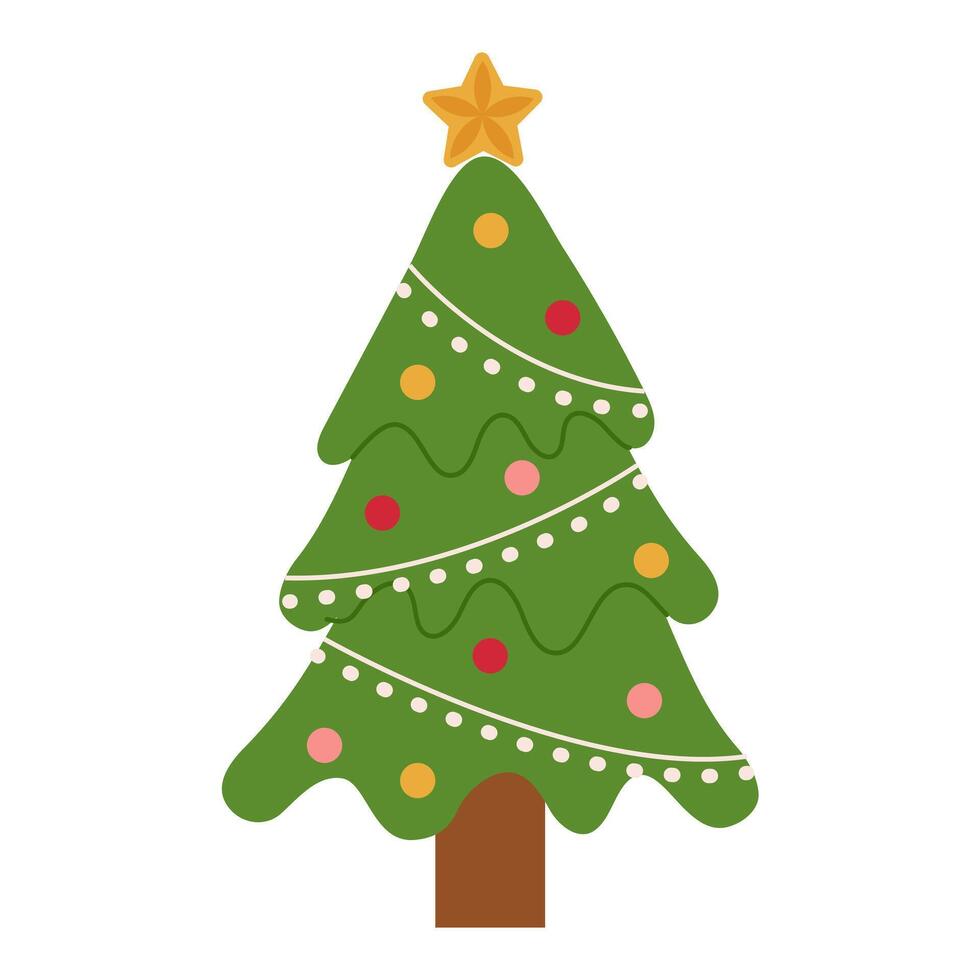 Christmas tree elements. Christmas tree and toys, garlands vector