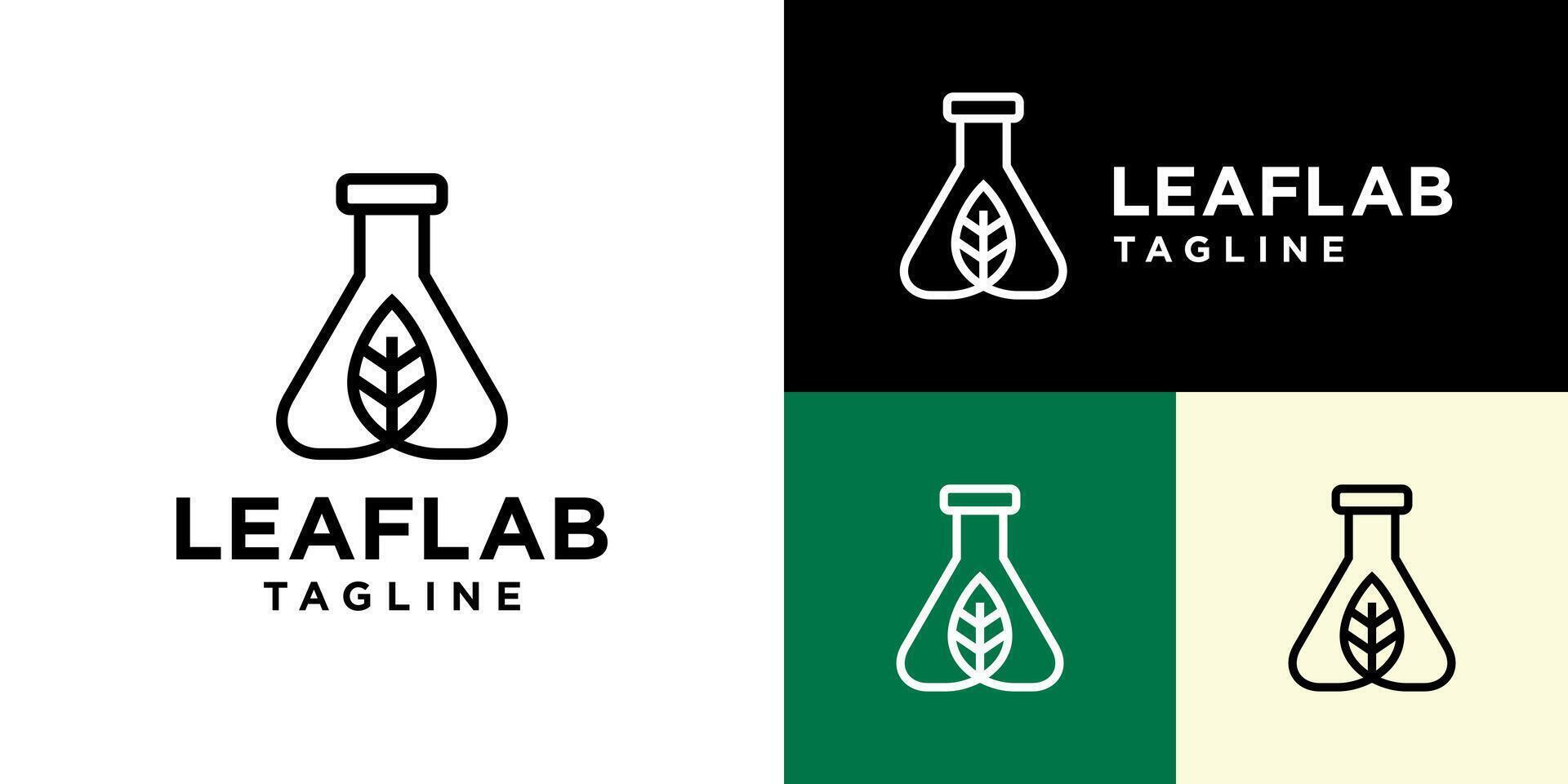 Design template of laboratory logo combined with leaves. Nature, discovery, eco, plants. Symbol icon EPS 10 vector
