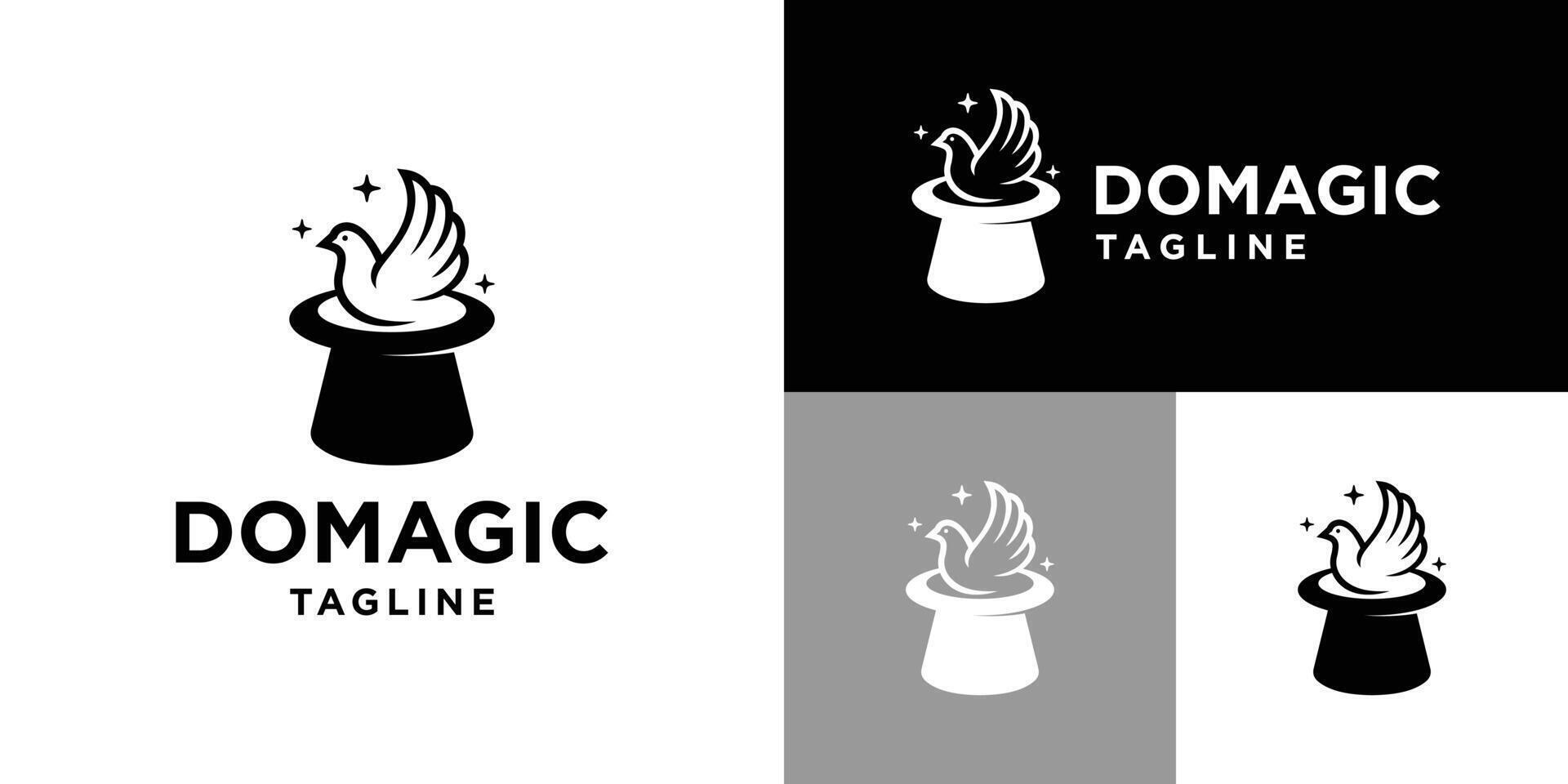Design template of magic hat logo combination with dove. Show, magic, competition. Icon symbol EPS 10 vector