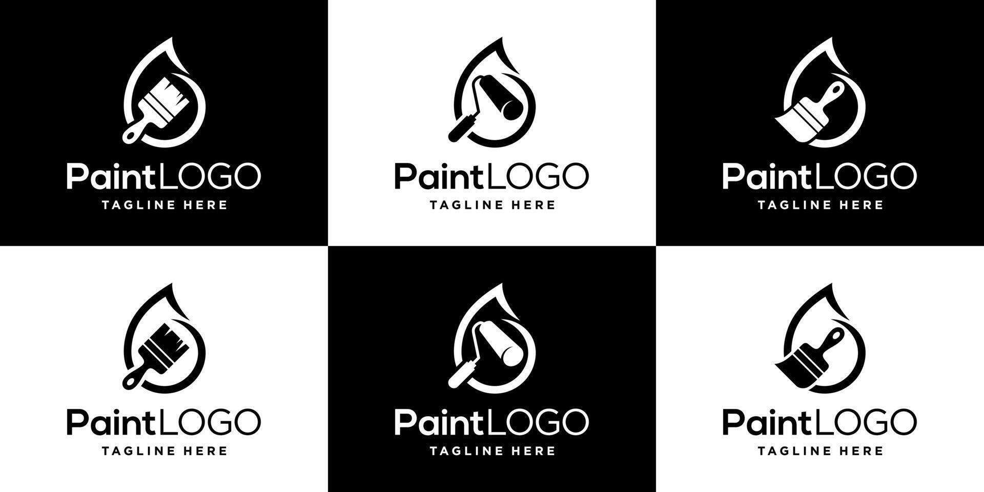 Design template of logo painting collection. Art, brush, repair. EPS 10 icon symbols vector
