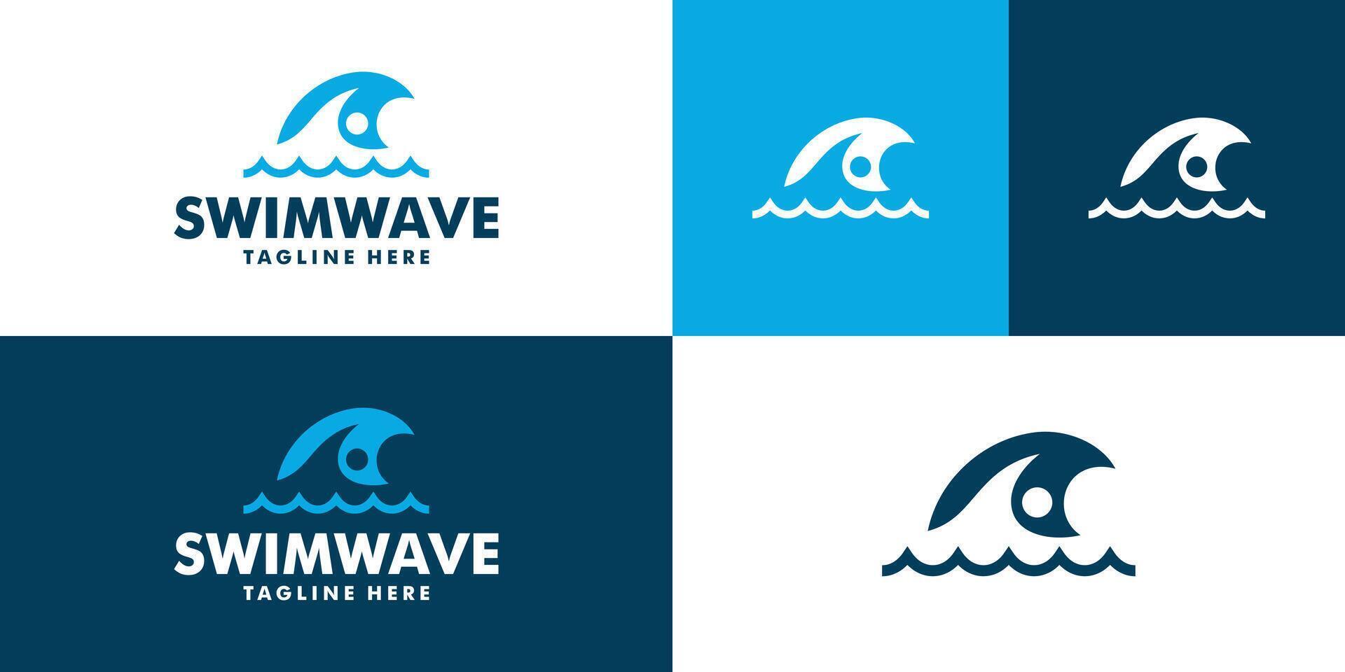 Design template of swimming logo. Waves, oceans, pools, sports, championships. EPS 10 icon symbols vector