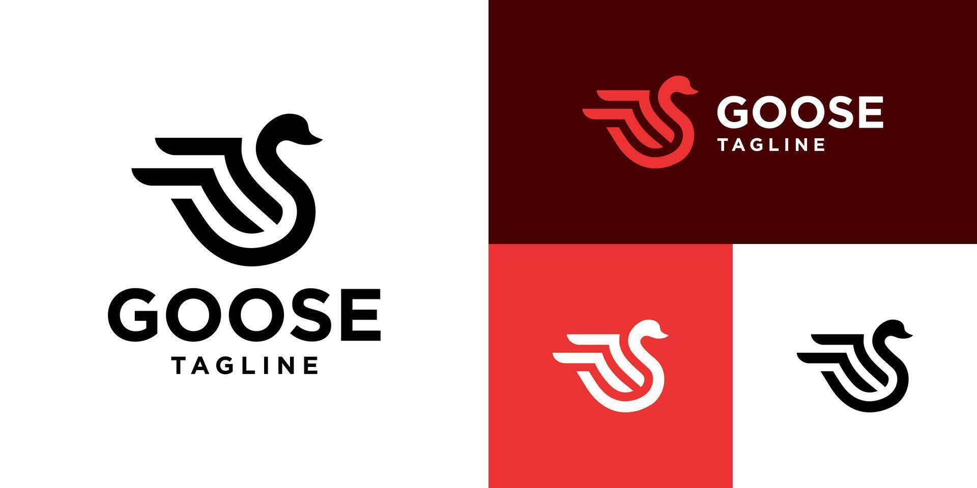 Design template of swan logo in a simple style. Animals, livestock, water birds, love. EPS 10 vector