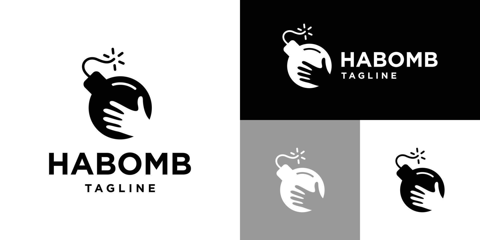 Design template of simple bomb and hand logo. Carry, military, defense. Icon symbol EPS 10 vector