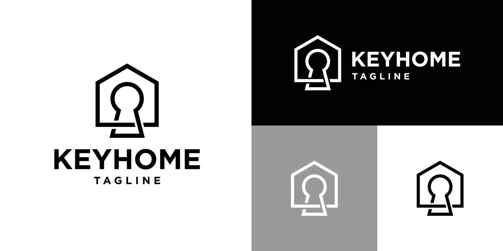 Design template of combination house with key logo. Real estate, protection, security, rental, hotel. Icon symbol EPS 10 vector