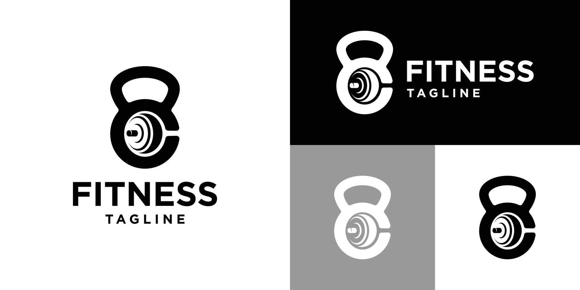 Design template of fitness logo. Sport, equipment, dumbbell. kettlebell. Icon symbol EPS 10 vector