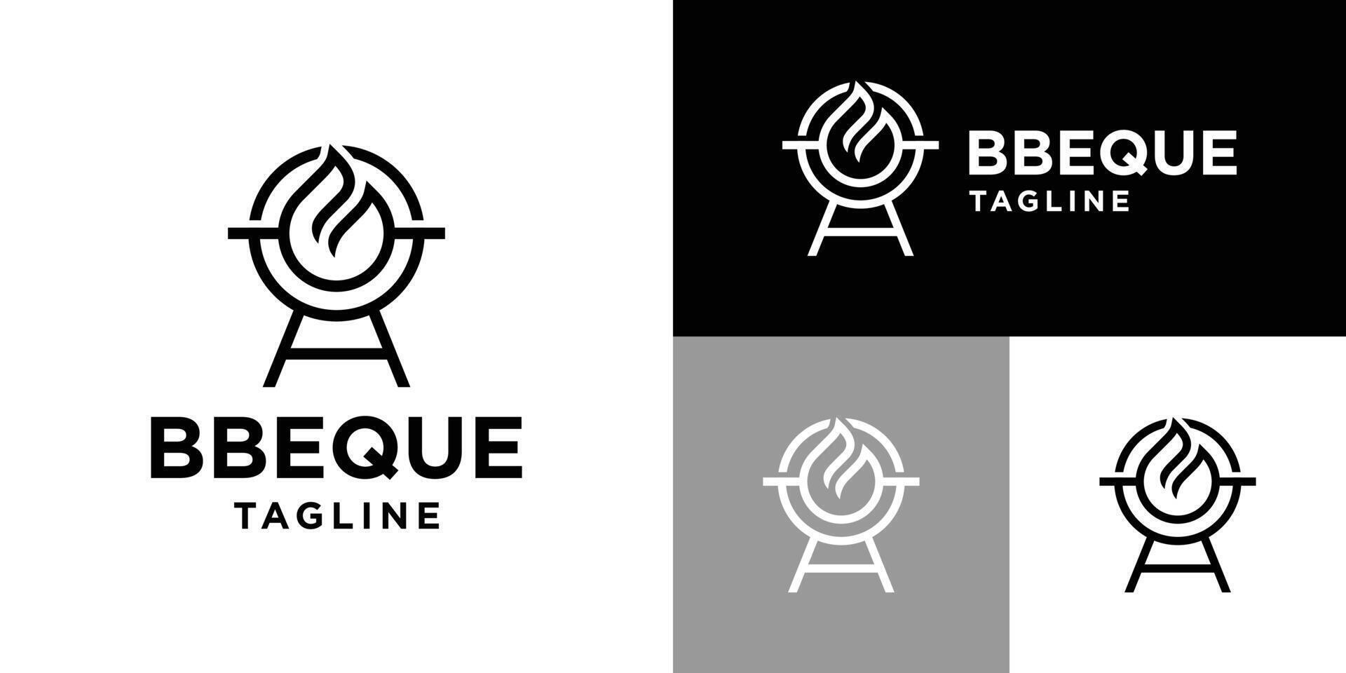 Design template of barbecue logo. Grill, party, food, equipment. Icon symbol EPS 10. vector