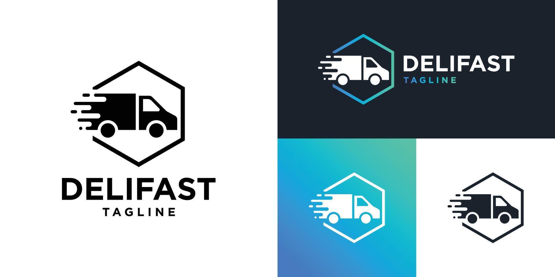 Design template of delivery truck logo. Fast, order, transport. Icon symbol EPS 10 vector