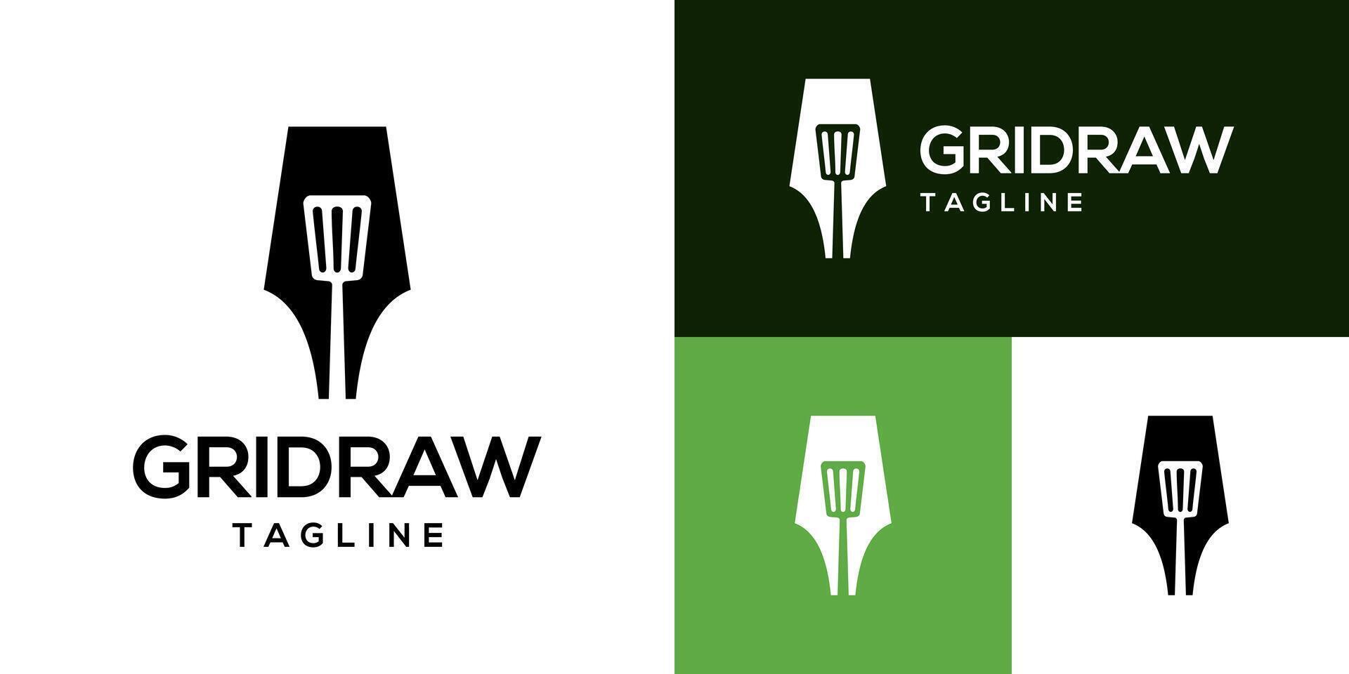 Design template of pen logo combination with spatula, cooking, baking, food, creative, learning. Icon symbol EPS 10 vector