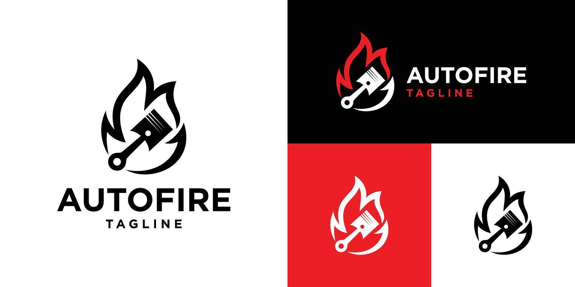 Design template of piston logo combination with embers. Automotive, service, spirit, sport. Symbol icon EPS 10 vector