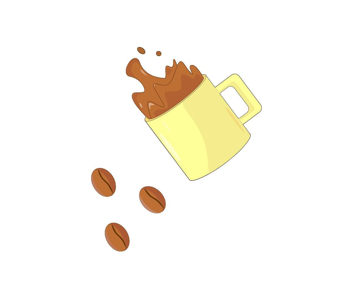 Mug, coffee and coffee bean vector