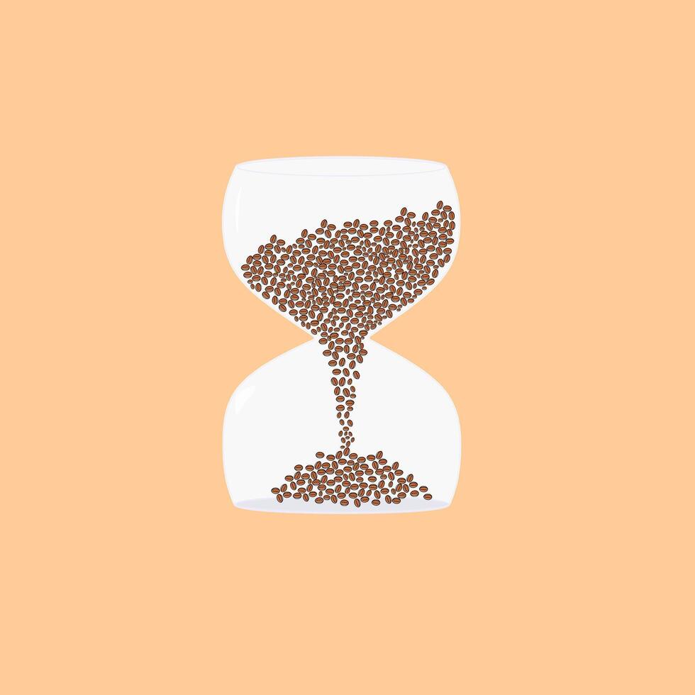 Coffee bean and hourglass vector