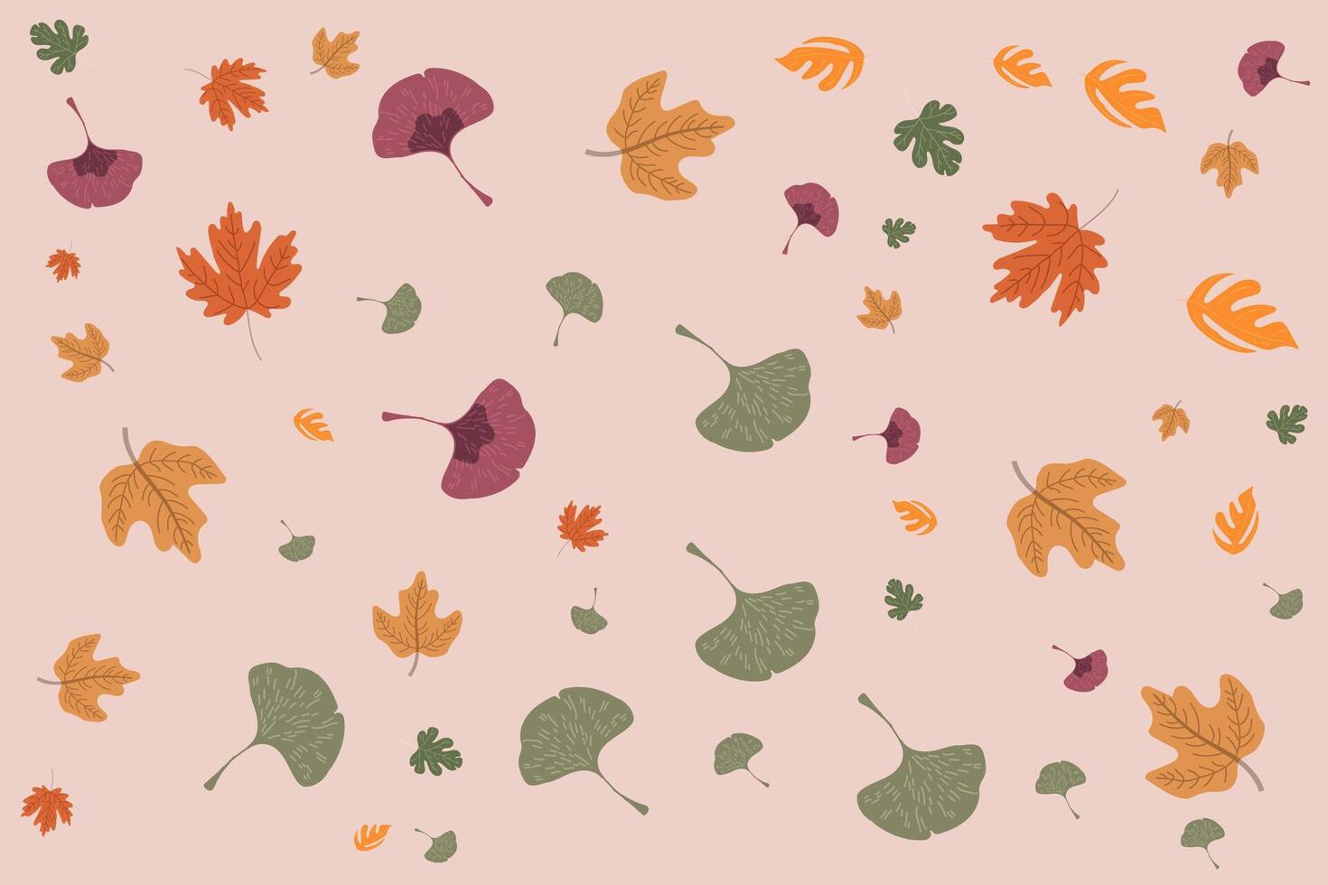 Neutral Autumn Leaves Pattern with Multicolored Foliage vector