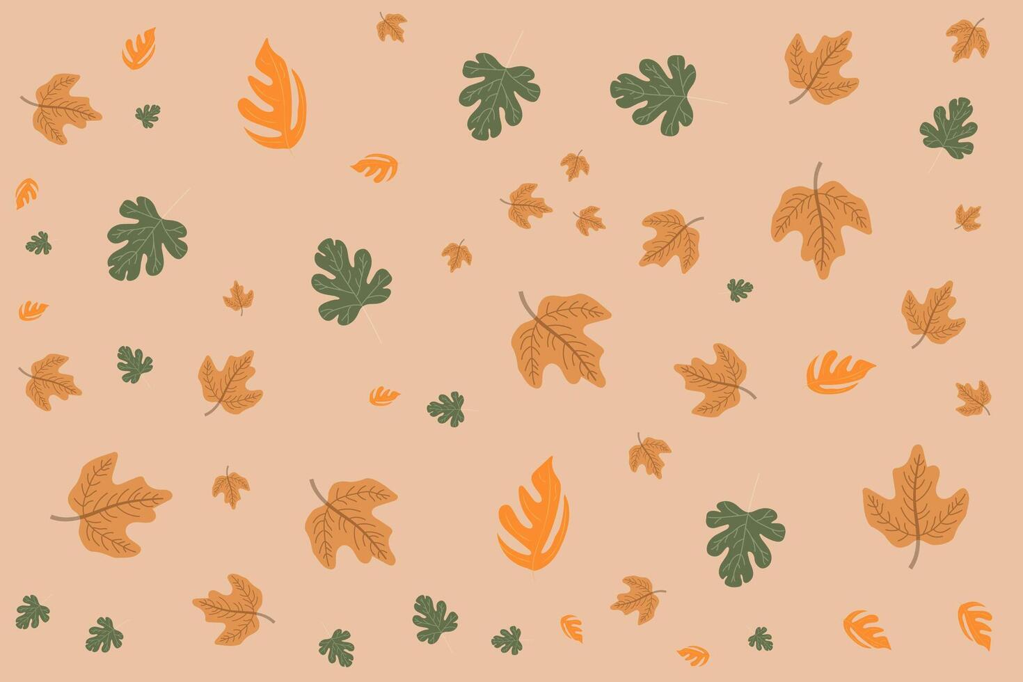 Autumn Leaves Pattern with Green and Orange Foliage vector