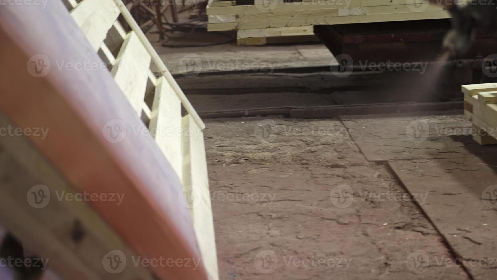 Stacked Wooden Pallets Positioned Strategically Within an Industrial Setting or Environment. Stock Clip photo