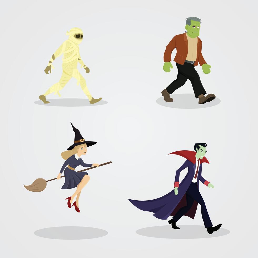 collection Halloween Ghost character illustration cartoon design vector