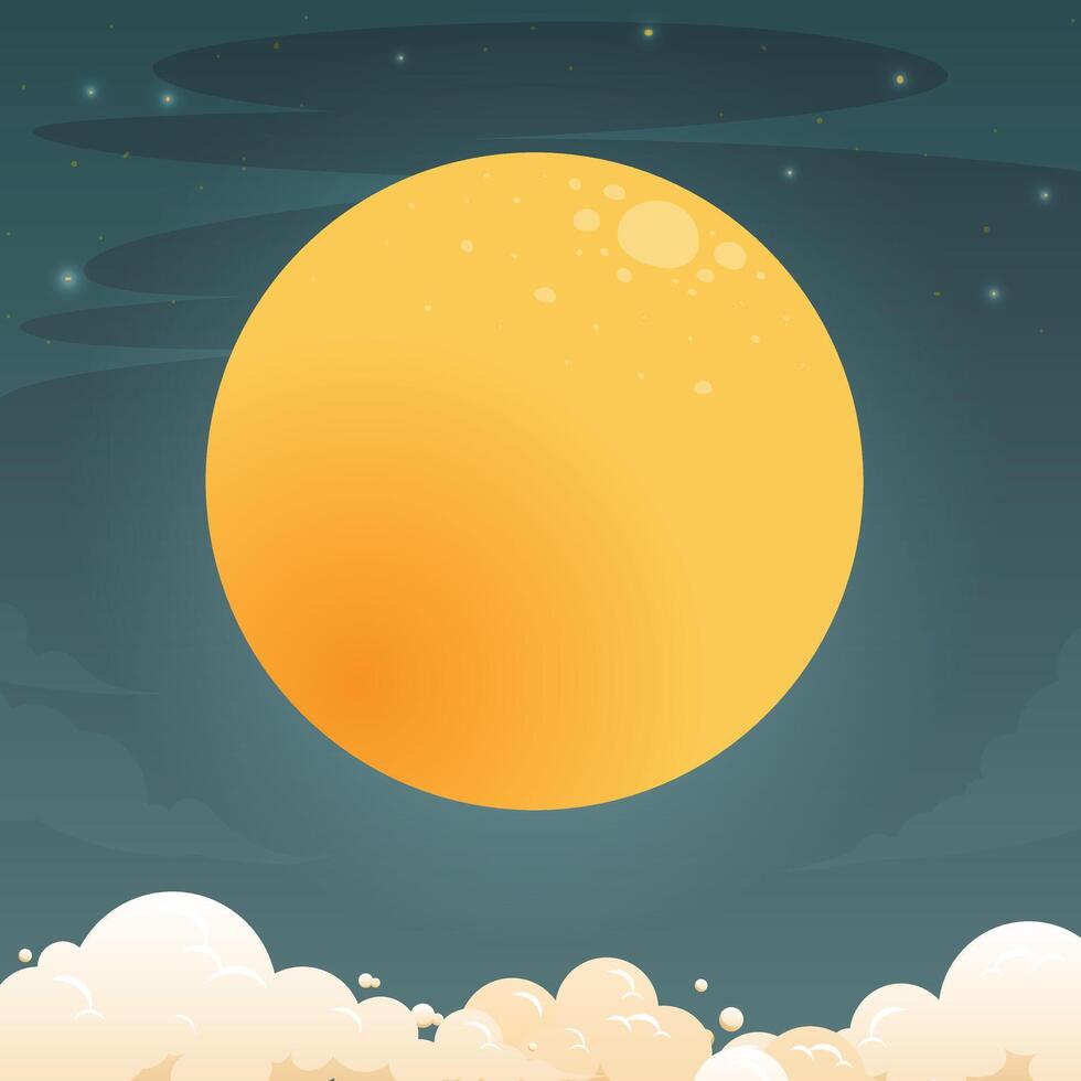 Night full Moon sky background illustration design for copy space advertising poster vector