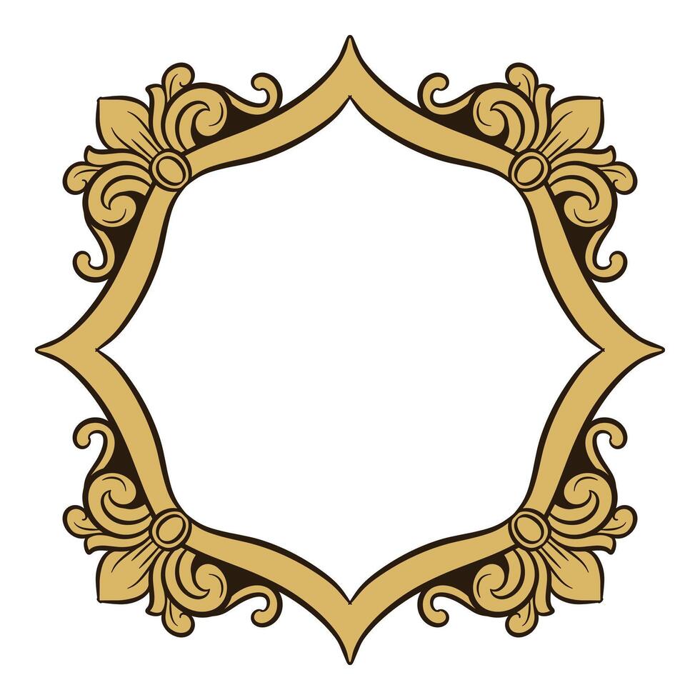 window mirror frame engraved gold vector