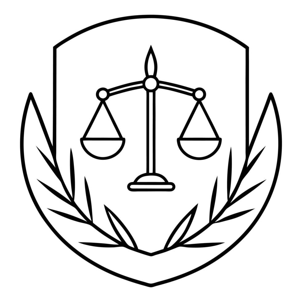 A simple line drawing of the scales of justice vector