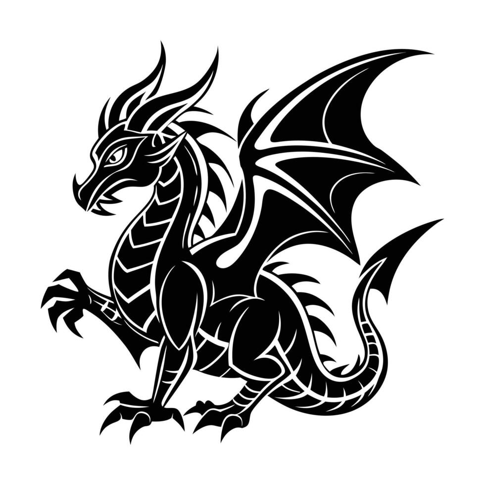 dragon icon for tattoo design vector