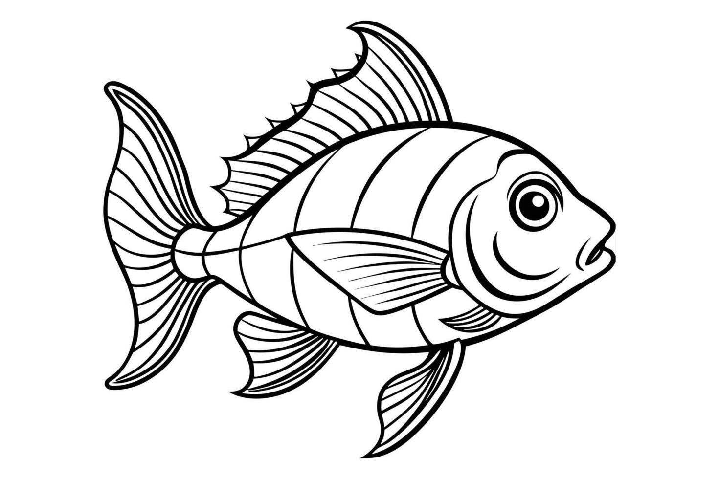 a simple fish line art on white background vector