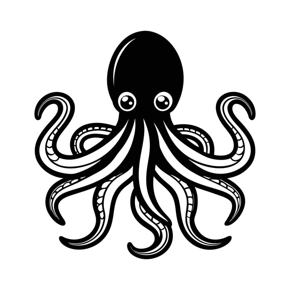 octopus silhouette icon isolated on white background vector