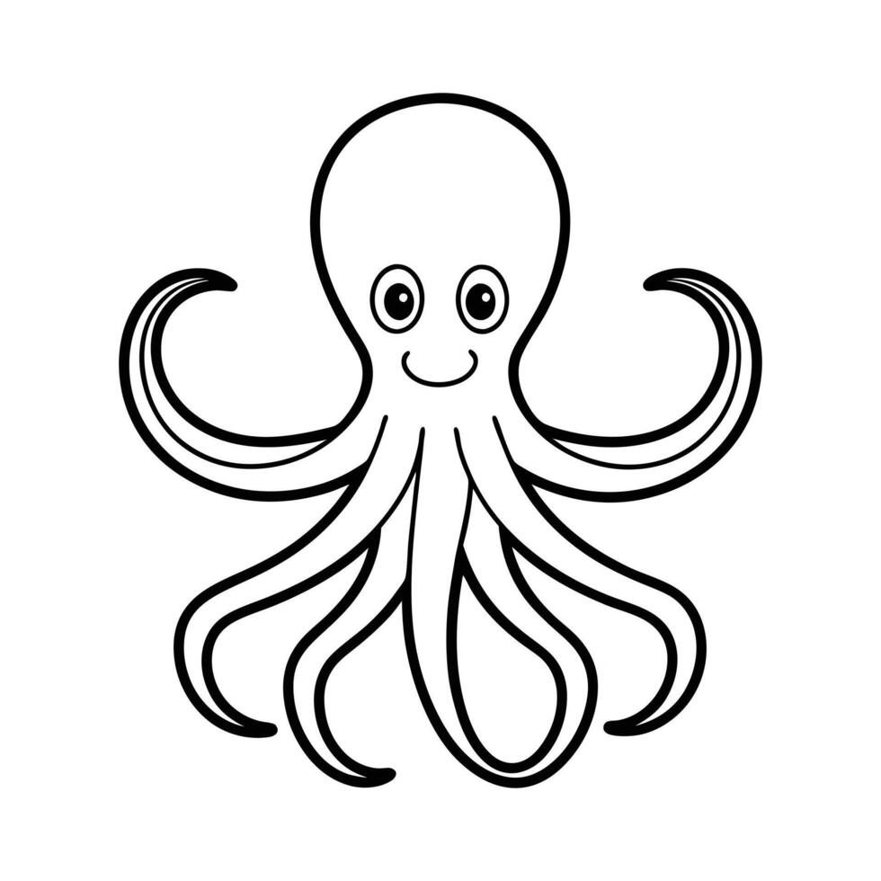 illustration of an octopus line art coloring page for kid vector