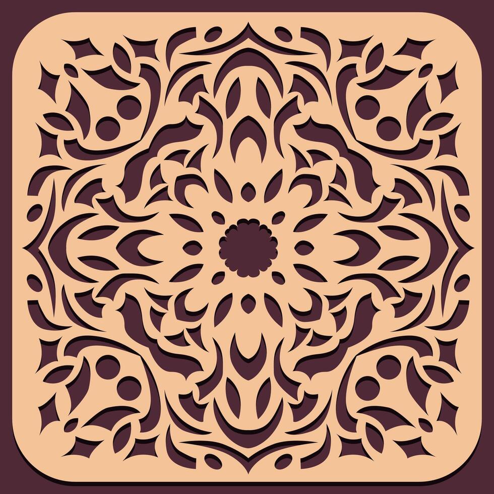 ornament square stencil silhouette in arabic style vector