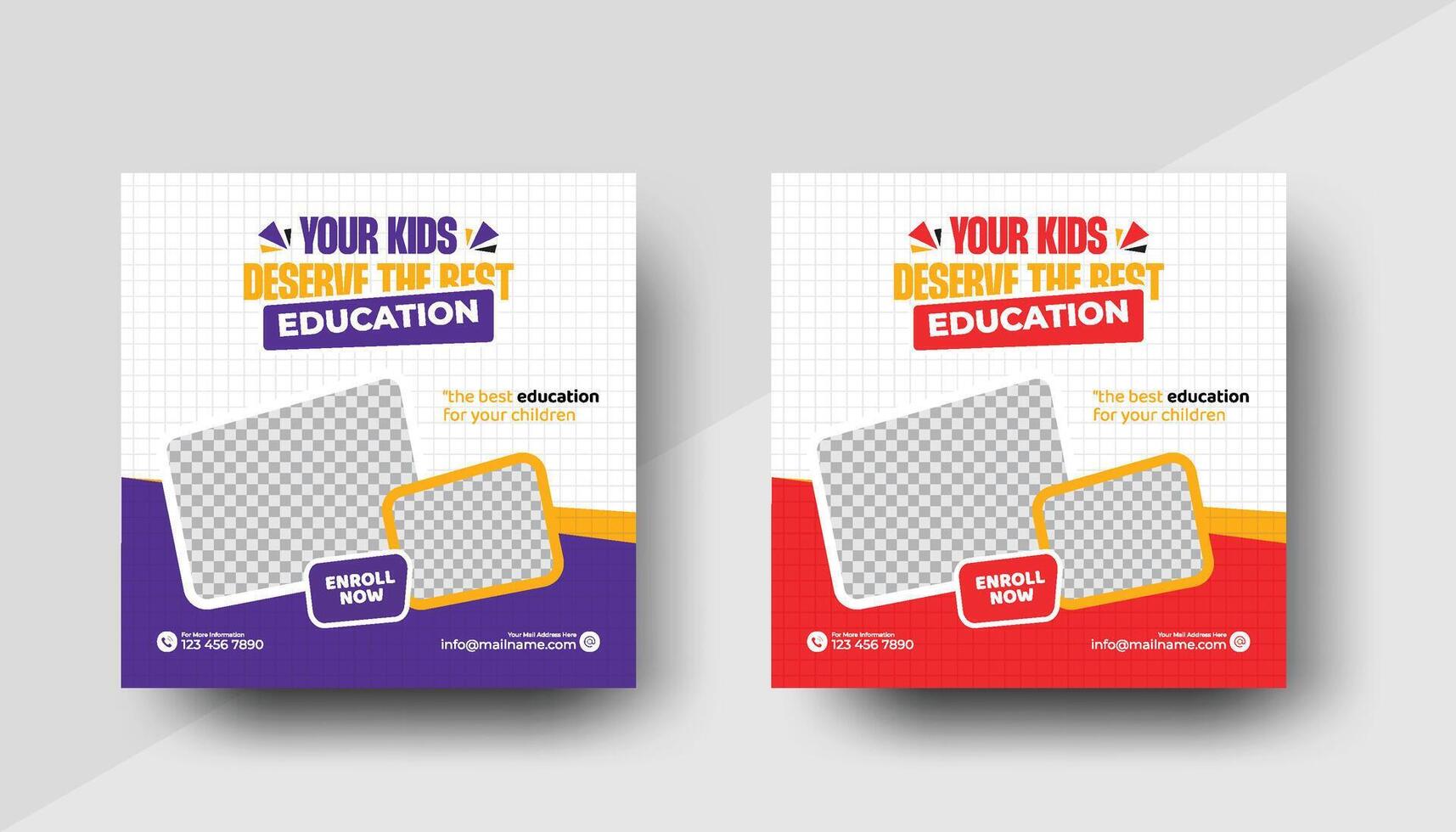School admission social media post banner design. Back-to-school social media post banner design set. minimalist Back to school admission promotion banner. Back to school banner design ad vector