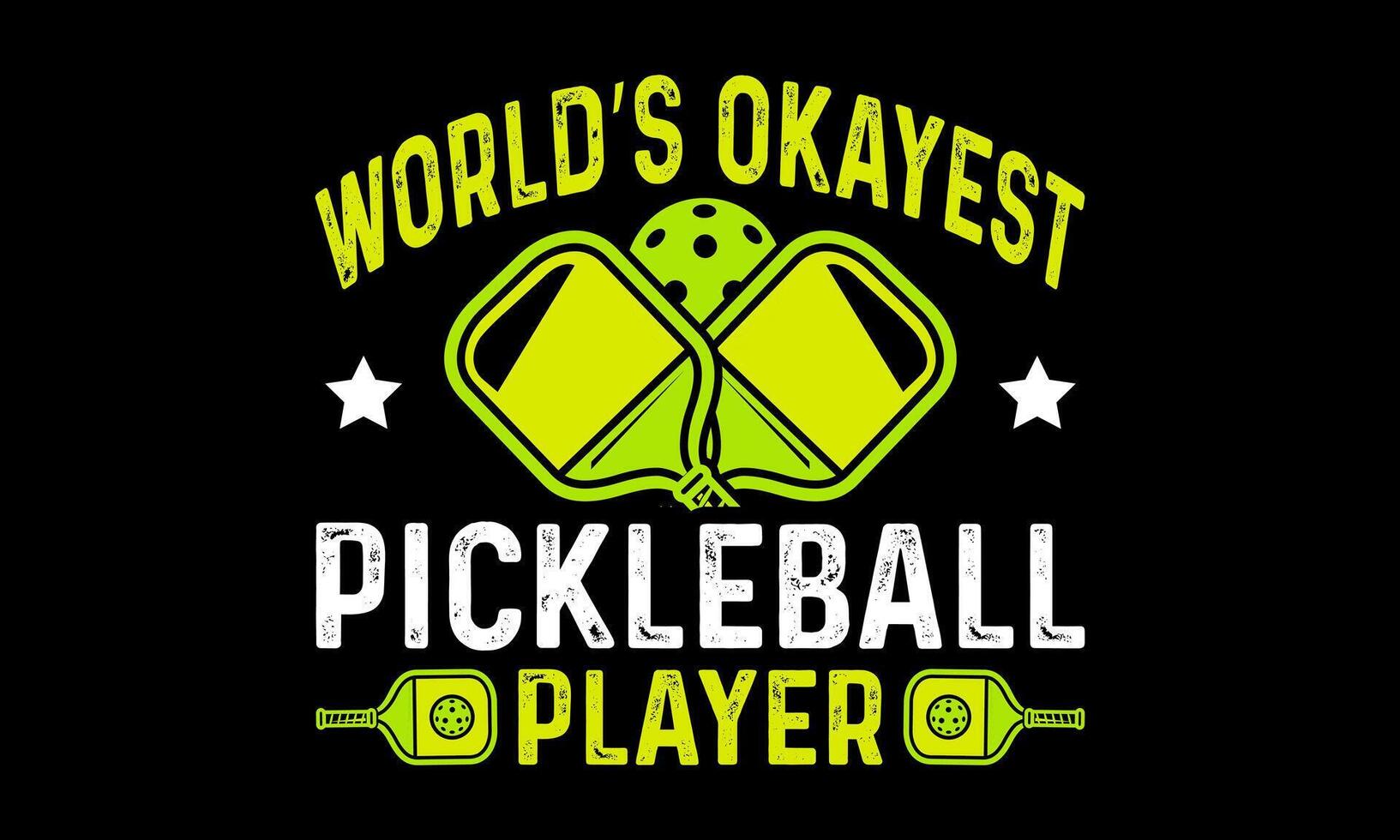 Pickleball lettering typography graphic t-shirt design. World's Okayest Pickleball Player. retro vintage style, Funny Pickleball Lover, Greeting Cards, Gift, Textiles, and Illustration Sticker. vector