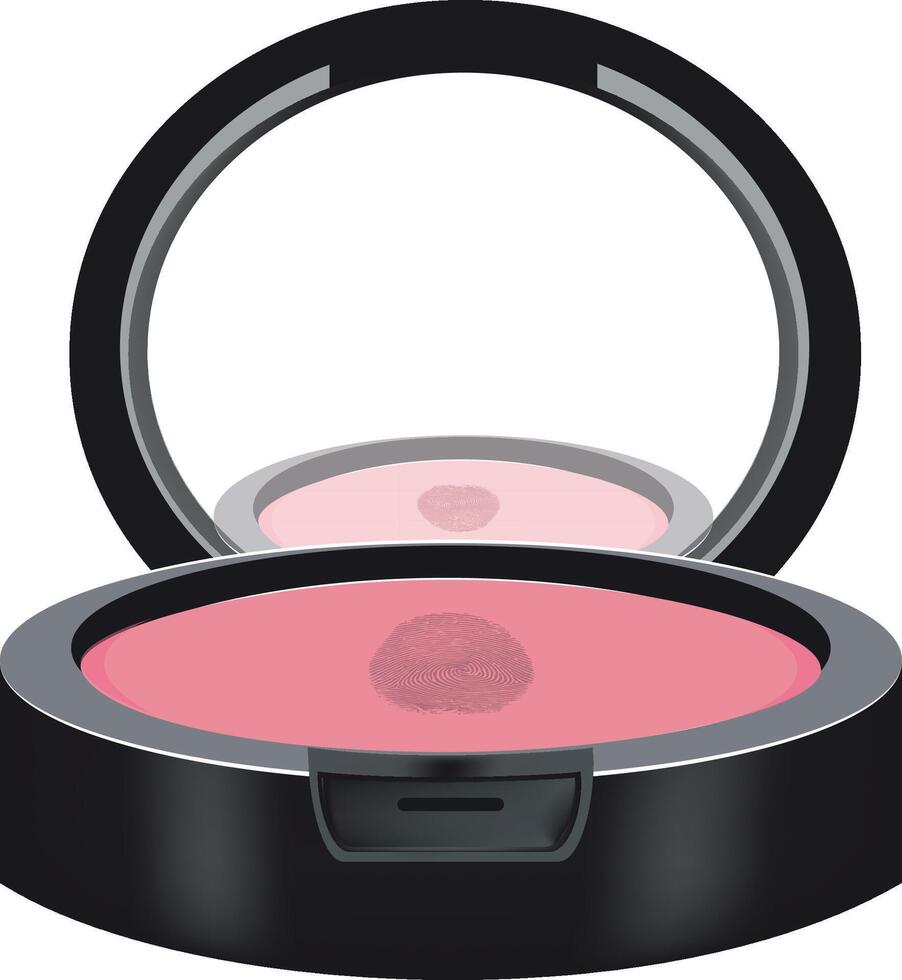 Fingerprint showing on blush makeup in compact case vector
