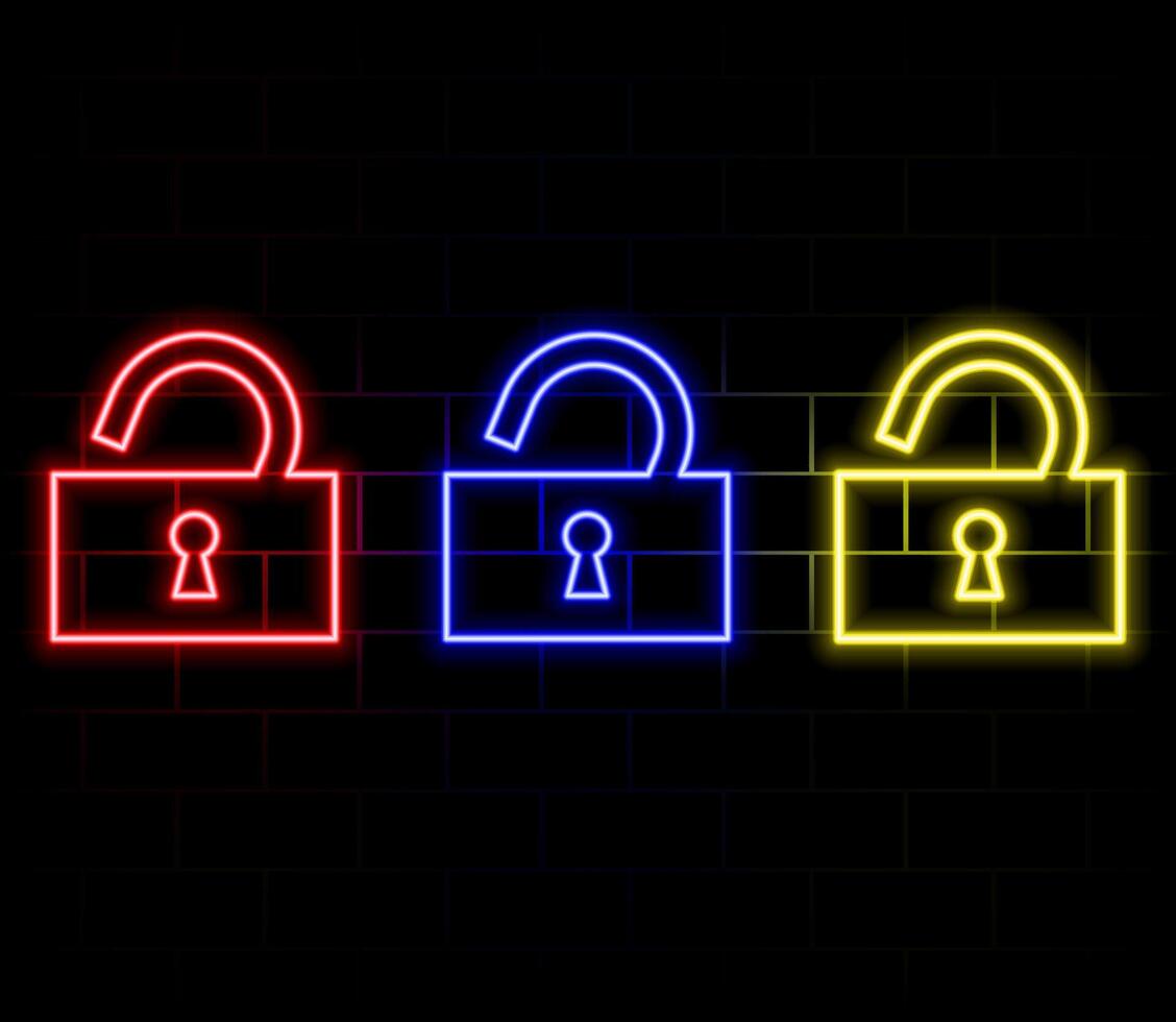 open lock neon icon. Elements of web set. Simple icon for websites, web design, mobile app, info graphics vector