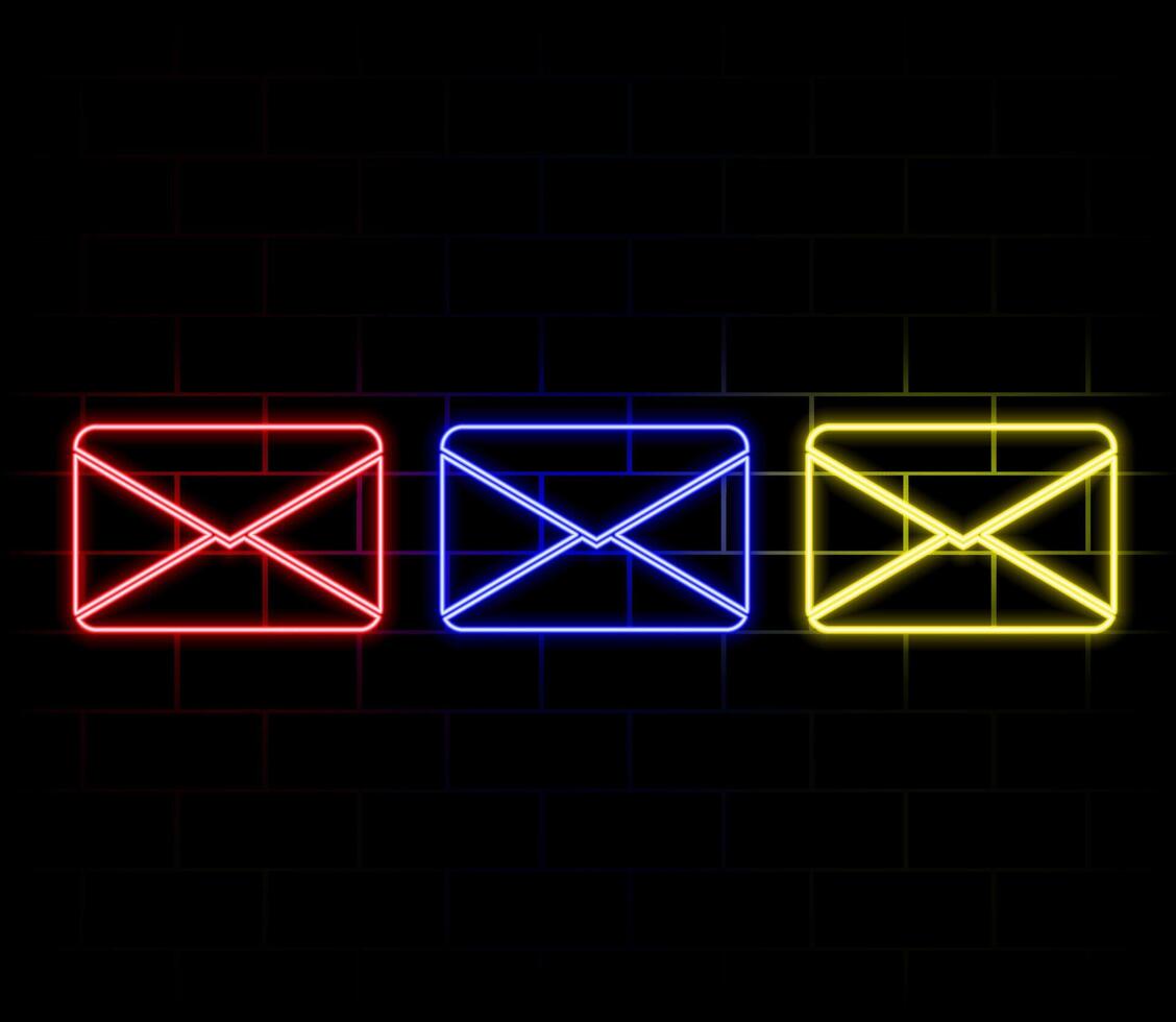 Glowing neon line Envelope icon isolated on black background. Email message letter symbol. Illustration vector