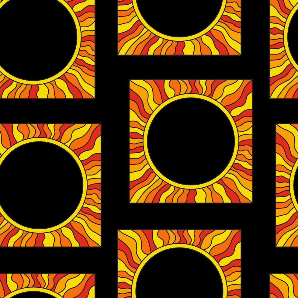 Abstract shapes seamless pattern. Abstract fashion trendy texture with hand drawn shapes for textile, wrapping paper, surface, background. Yellow, orange color shapes on black background. vector