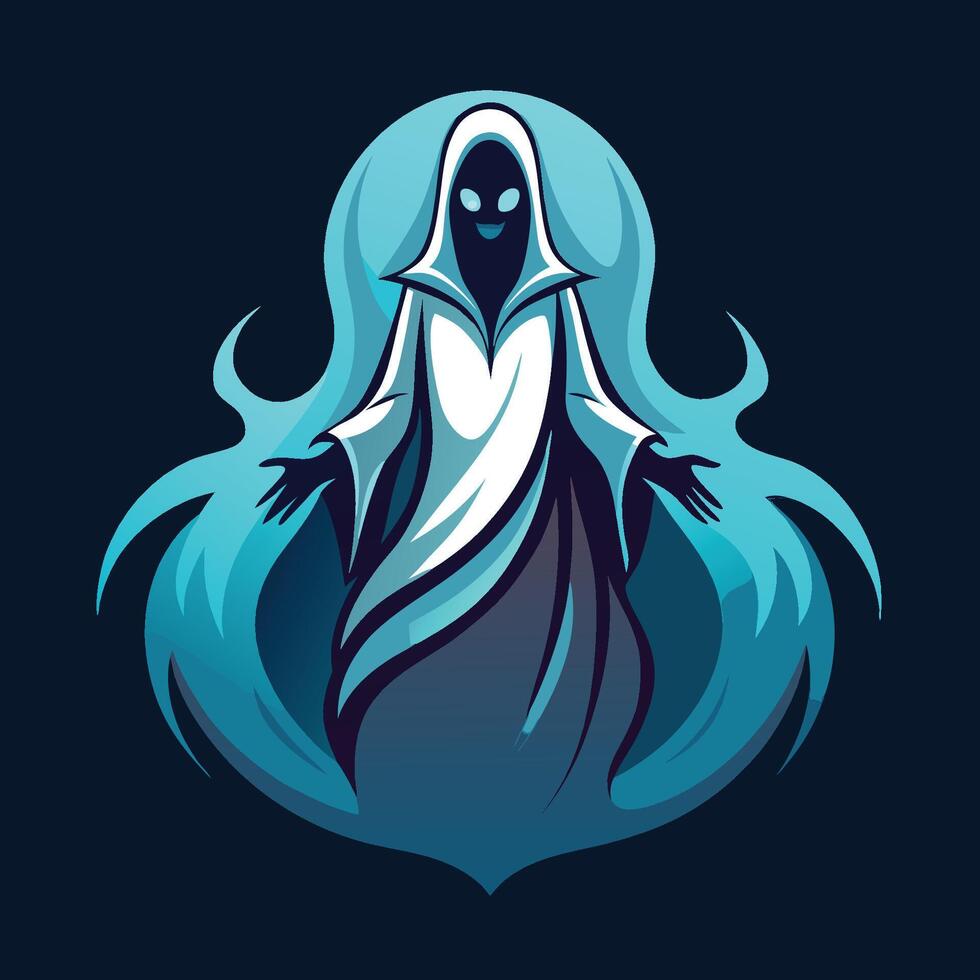 Ghost with blue and white hair, isolated on dark background vector