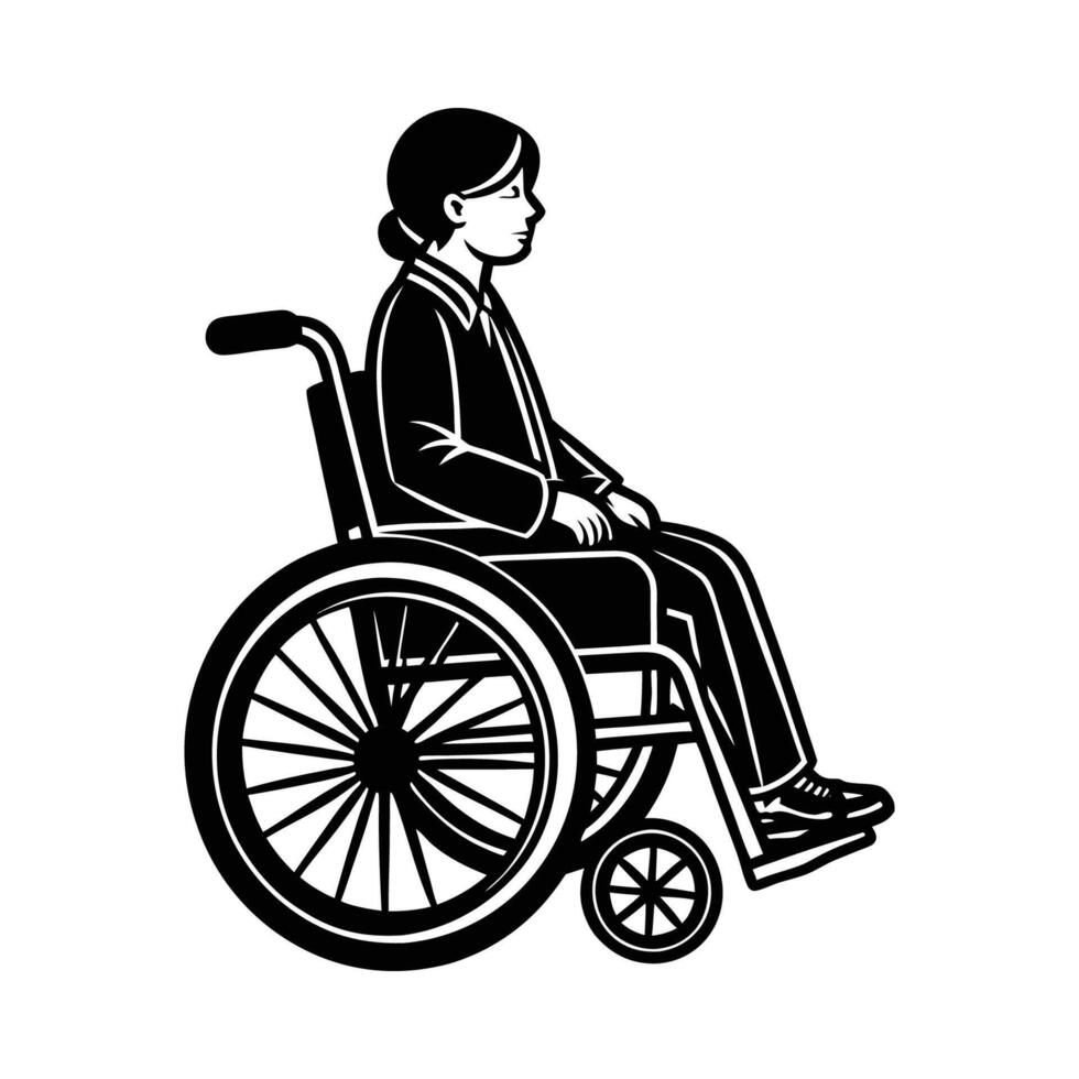 A silhouette Person in Wheelchair - Disability Support, Accessibility Concept vector
