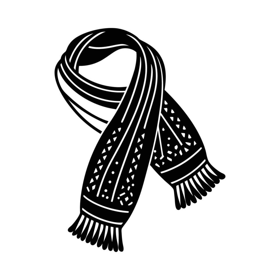 A black and white illustration of a scarf vector
