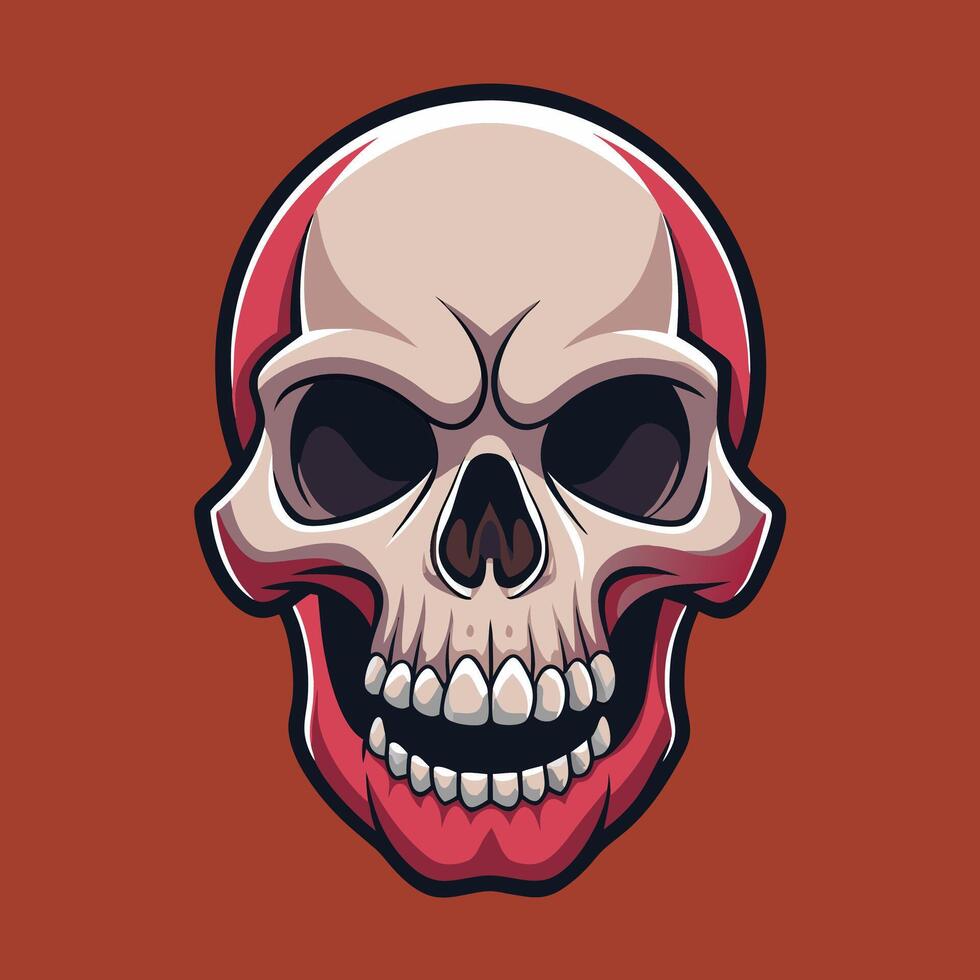 A cartoon skull with red and white paint on it vector