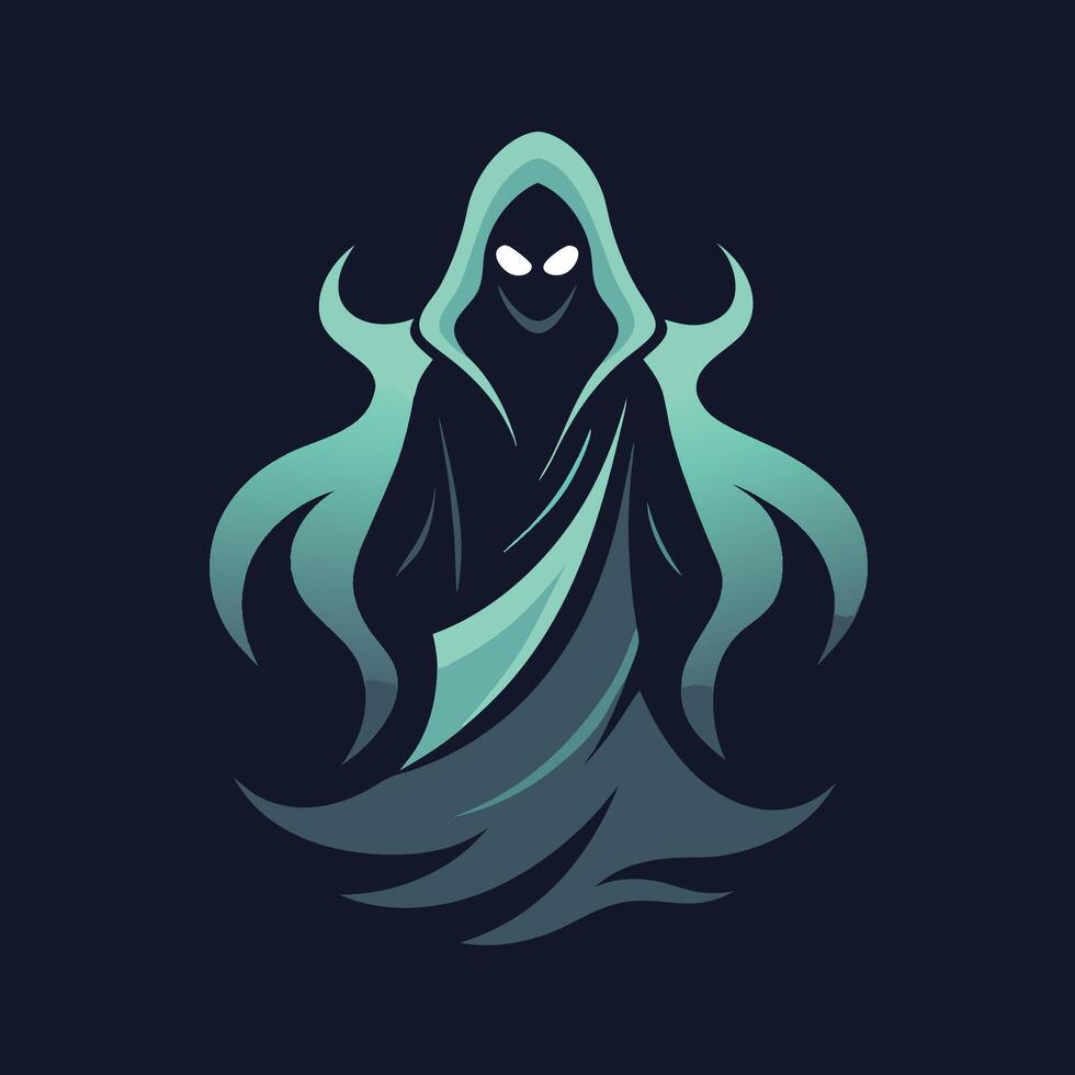 A ghost with a hood on a dark background vector