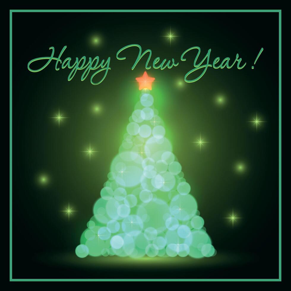 Christmas tree with bokeh effect vector