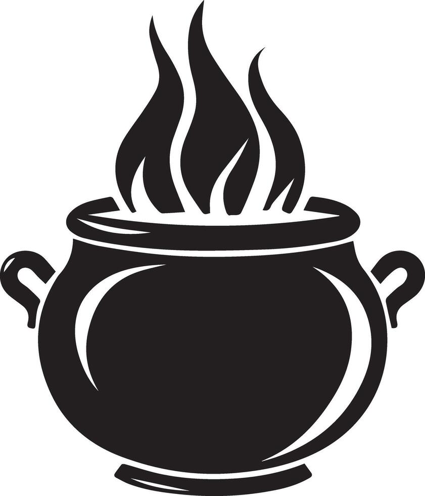 Halloween Witch's Cauldron Icon Black for Magic and Spooky Themes vector