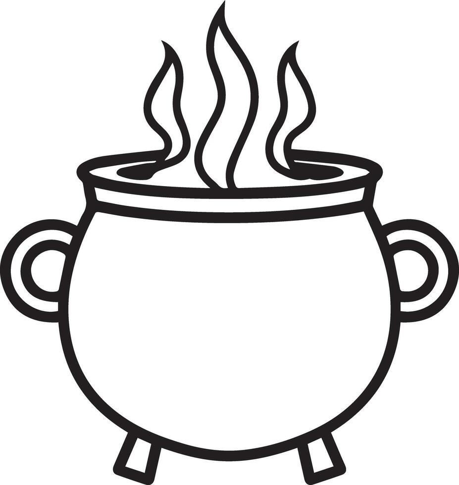 Witch's Cauldron Icon Black Outline Perfect for Halloween vector